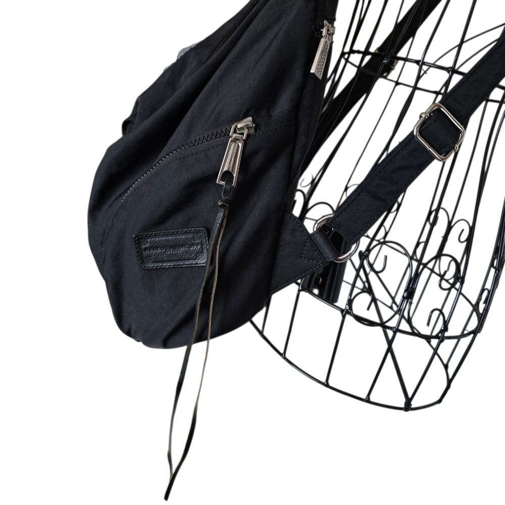 🌻Rebecca Minkoff Julian Nylon Backpack Bag, Washed Black, Clasps Zips - Picture 3 of 12